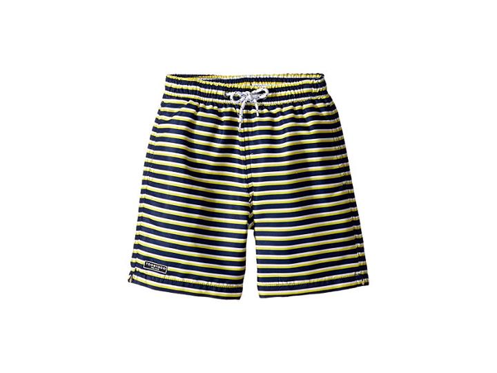 Toobydoo Navy Yellow Stripe Swim Shorts (infant/toddler/little Kids/big Kids) (blue/yellow) Boy's Swimwear