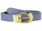 Lauren Ralph Lauren 1 Saffiano To Smooth Reversible Belt (blue Mist/navy) Women's Belts