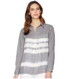Allen Allen Tie-dye Long Sleeve Shirt (pale Grey) Women's Long Sleeve Button Up