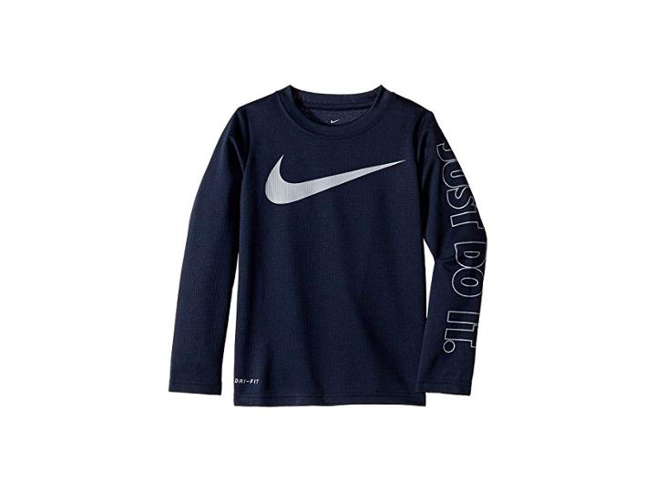 Nike Kids Swoosh Just Do It Dri-fit Thermal (little Kids) (obsidian) Boy's Clothing