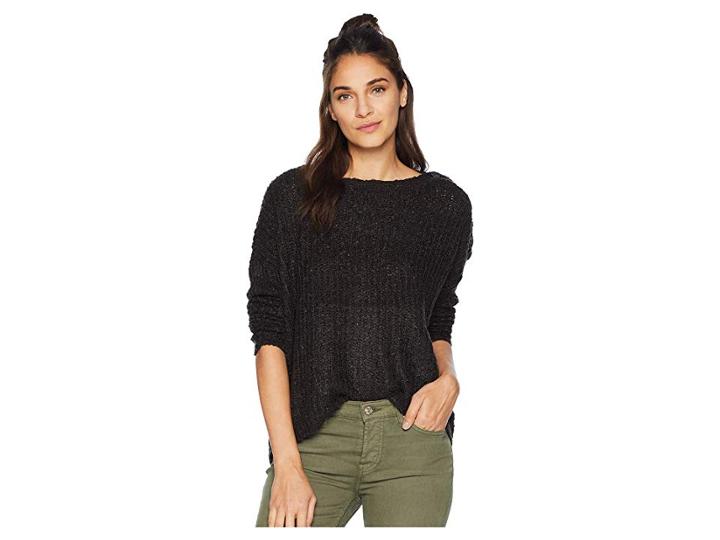 Jack By Bb Dakota Level Up Buttoned Drop Shoulder Sweater (black) Women's Sweater