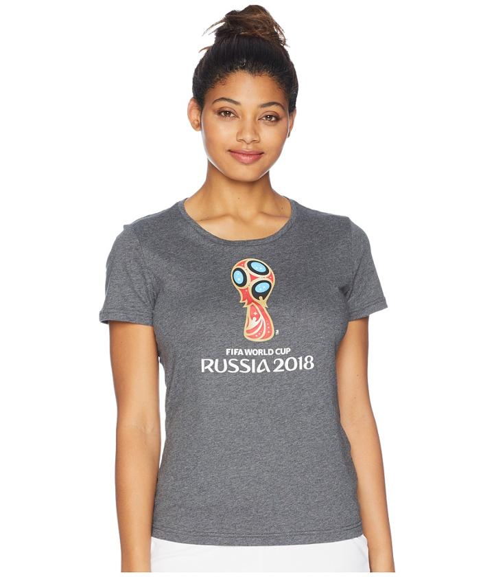 Adidas World Cup Emblem Tee (dark Grey Heather) Women's T Shirt