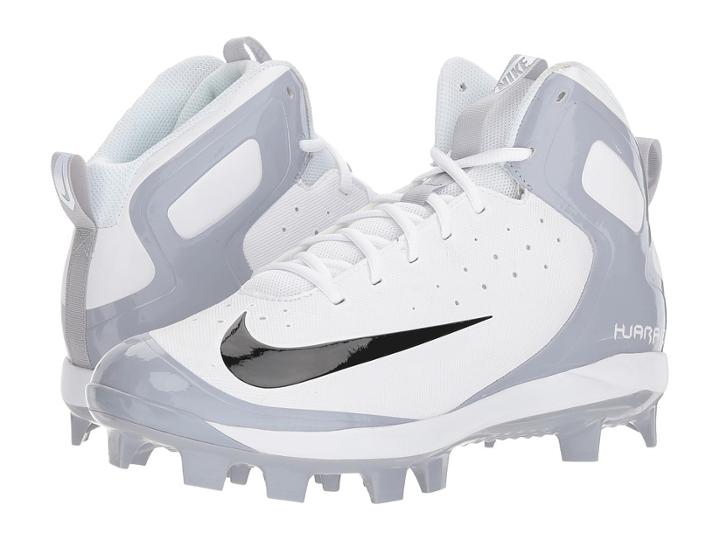 Nike Alpha Huarache Pro Mid Mcs (white/black/wolf Grey) Men's Cleated Shoes