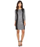 Calvin Klein Sheather Sweater Dress With Scuba Insert Cd6w2w9f (black/winter White) Women's Dress