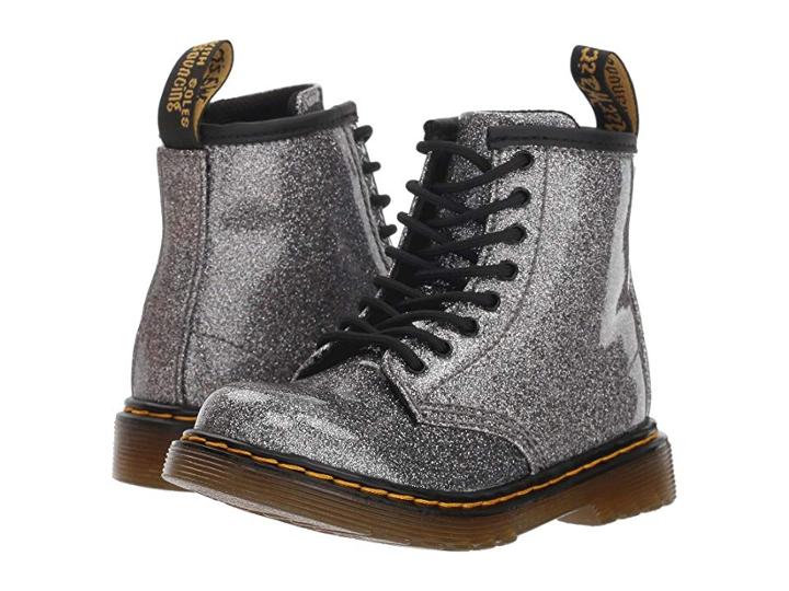 Dr. Martens Kid's Collection 1460 Patent Glitter Toddler Brooklee Boot (toddler) (gunmetal Coated Glitter) Girls Shoes