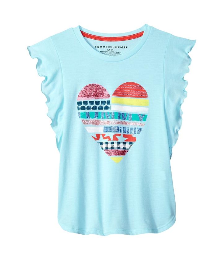 Tommy Hilfiger Kids Heart Tee (big Kids) (minty Fresh) Girl's T Shirt