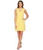 Christin Michaels Gisela Sleeveless Keyhole Dress With Pearl Detail (mustard) Women's Dress