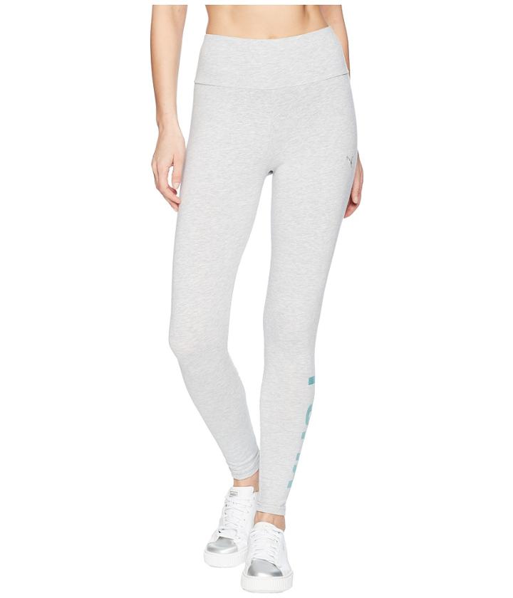 Puma Athletic Leggings (light Gray Heather/oceanaire) Women's Casual Pants