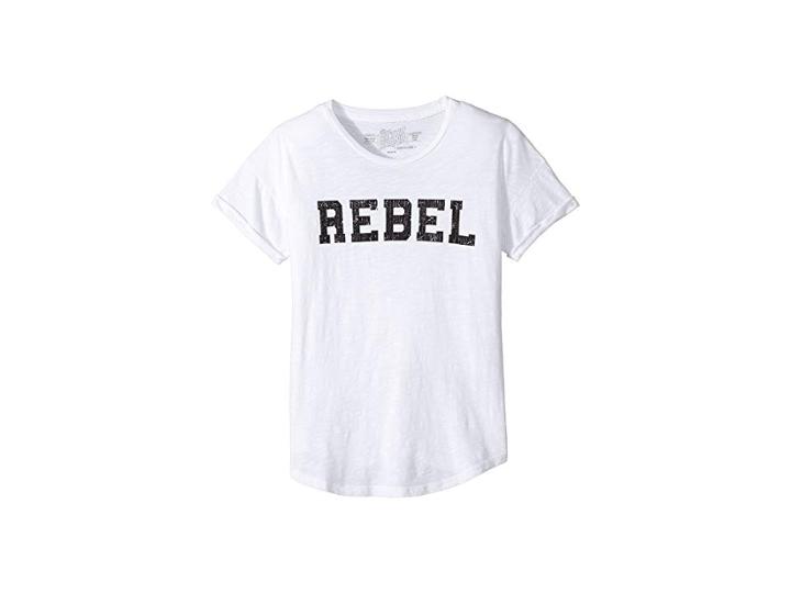 The Original Retro Brand Kids Rebel Short Sleeve Slub Cotton Tee (big Kids) (white) Girl's T Shirt