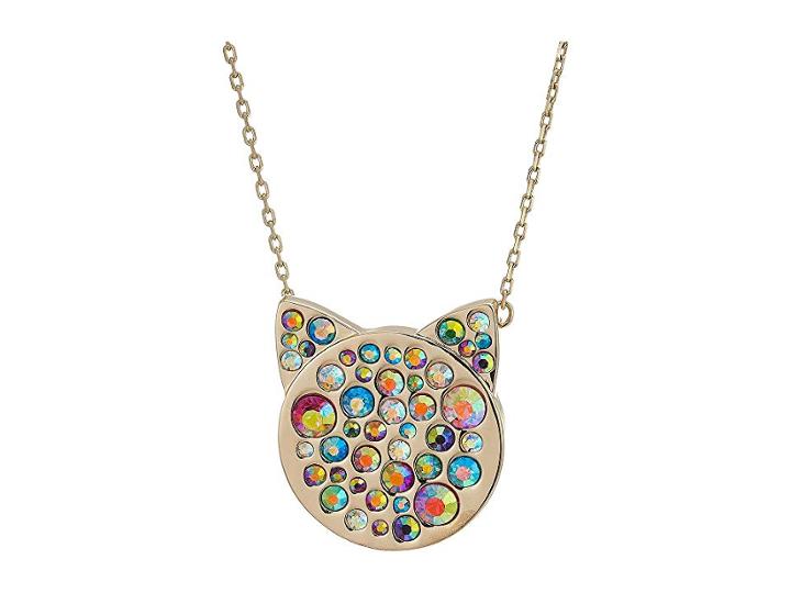 Betsey Johnson Multi-stone Pave Cat Pendant Necklace (multi) Necklace