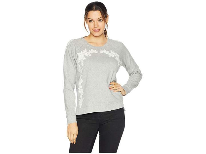 Lucky Brand Floral Chenille Sweatshirt (grey Multi) Women's Sweatshirt