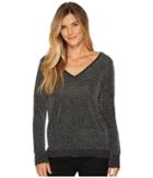 Nydj Metallic Double V-neck Sweater (black) Women's Sweater