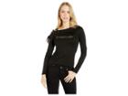Bebe Long Sleeve One Shoulder Strappy Top (jet Black) Women's Long Sleeve Pullover