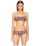 Moschino Cherry Print Ruffle Bikini (turquoise) Women's Swimwear Sets