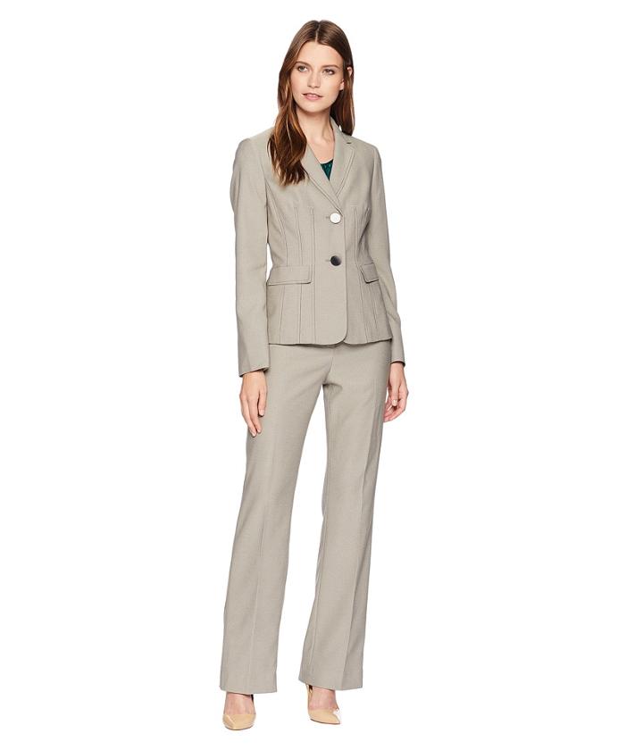 Le Suit End On End Two-button Pants Suit W/ Cami (cafe Multi) Women's Suits Sets