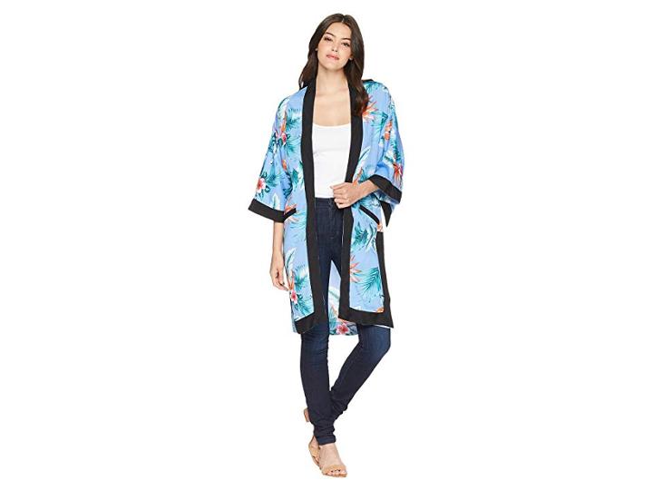 Steve Madden Classic Kimono Duster (light Blue) Women's Clothing