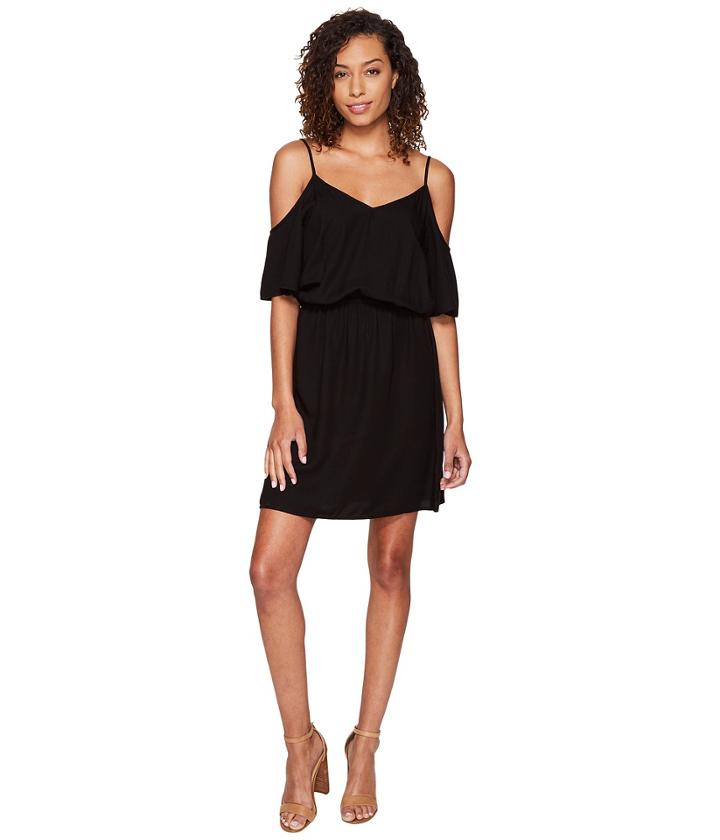 Splendid Rayon Crosshatch Cold Shoulder Dress (black) Women's Dress