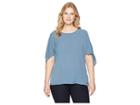 Michael Michael Kors Plus Size Cold Shoulder Bow Top (dark Chambray) Women's Clothing