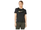 Nike Miler Metallic Short Sleeve Top (black) Women's Clothing
