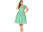 Unique Vintage Plus Size Jeanie Swing Dress (green/white Dot) Women's Dress
