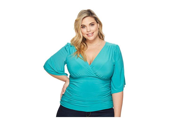 Kiyonna Keira Kimono Top (aqua) Women's Blouse