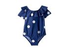 Mini Rodini Dot Short Sleeve Swimsuit (infant/toddler/little Kids/big Kids) (navy) Girl's Swimsuits One Piece