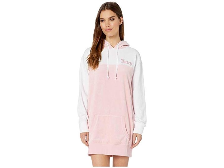 Juicy Couture Juicy Gothic Velour French Terry Mix Dress (dusty Pink/white) Women's Dress
