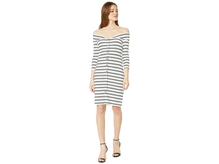 Bebe Off Shoulder Mini Dress (ellie Stripe) Women's Dress