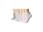 Steve Madden 6-pack Lowcut With Pom Poms (white/pink/mint) Women's Crew Cut Socks Shoes