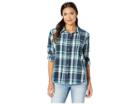 Wrangler Boyfriend Fit Plaid (dress Blue) Women's Clothing