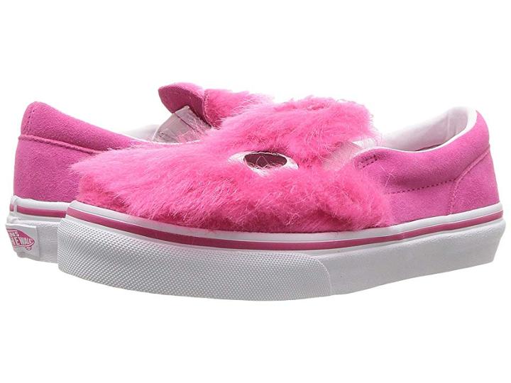 Vans Kids Party Fur Slip-on Friend (little Kid/big Kid) ((party Fur) Magenta/true White) Girls Shoes