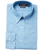 Lauren Ralph Lauren Slim Fit Non Iron Broadcloth Plaid Button Down Collar Dress Shirt (blue) Men's Long Sleeve Button Up