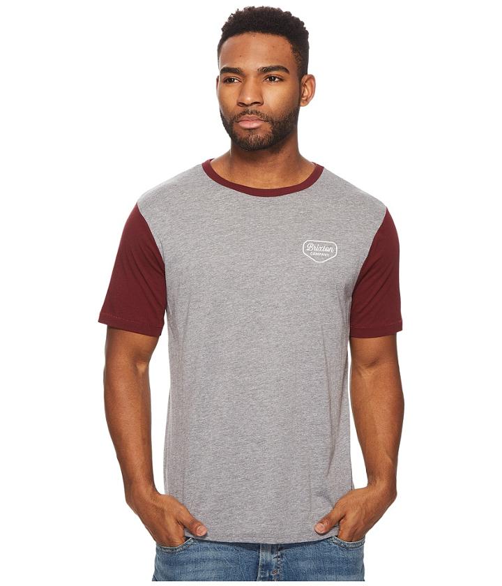 Brixton Novato Short Sleeve Knit Shirt (heather Grey/maroon) Men's Short Sleeve Knit