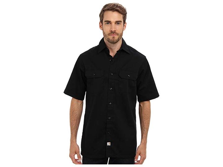 Carhartt Twill S/s Work Shirt (black) Men's Short Sleeve Button Up