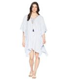 Tommy Bahama Yarn-dye Ticking Stripe Lace-up Tunic Cover-up (white) Women's Swimwear