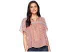 Lucky Brand Peasant Top (pink Multi) Women's Clothing