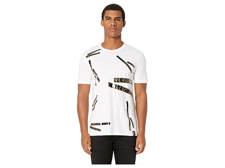 Versace Collection Staggered Logo T-shirt (white) Men's T Shirt