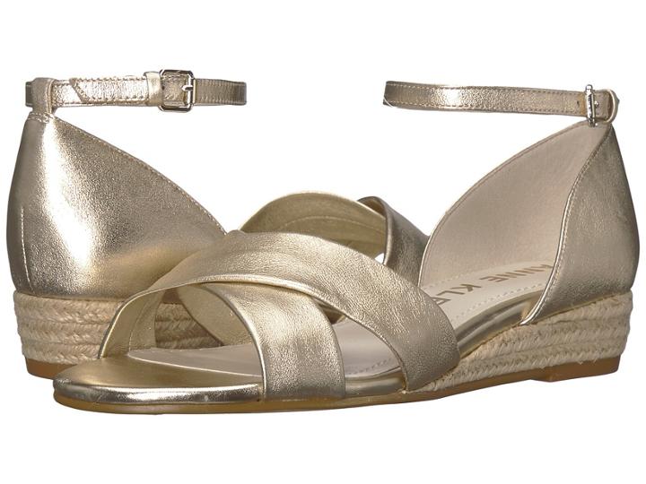 Anne Klein Nanetta (gold Leather) Women's Wedge Shoes