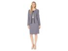 Le Suit Jewel Neck Fly Away Plaid Tweed Skirt Suit (bright Navy Multi) Women's Suits Sets