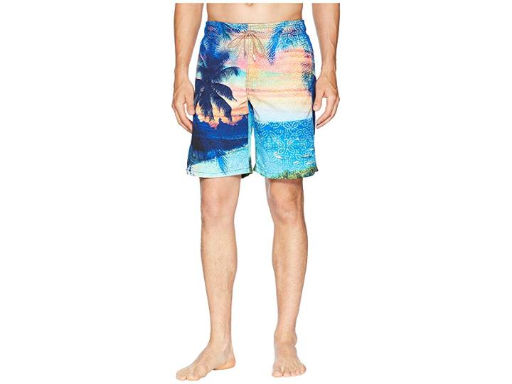 Bugatchi Sunset Island Swim Trunk (turquoise) Men's Swimwear