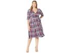 Kiyonna Essential Wrap Dress (mulberry Plaid) Women's Dress