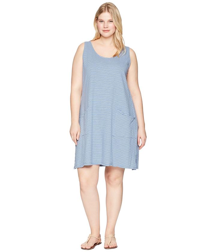 Extra Fresh By Fresh Produce Plus Size Pinstripe Drape Dress (deep Dive) Women's Dress