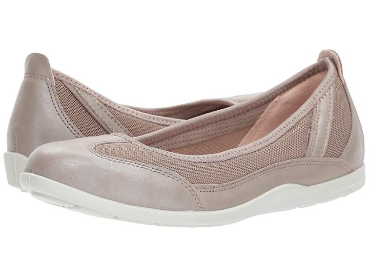 Ecco Bluma Summer Ballerina (moon Rock/moon Rock Cow Nubuck/textile) Women's Shoes