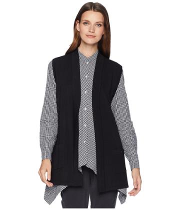 Anne Klein Open Front Vest With Pockets (black) Women's Vest