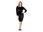 Michael Michael Kors Plus Size Panne Velvet Crew Long Sleeve Dress (black) Women's Dress