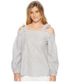 Michael Michael Kors Off Shoulder Long Sleeve Top (black/silver) Women's Clothing