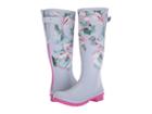 Joules Tall Welly Print (cool Grey Poppy Rubber) Women's Rain Boots