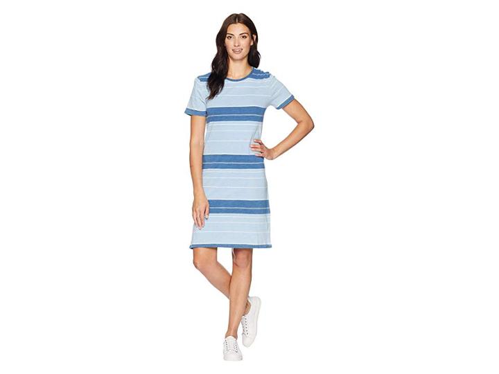 Dylan By True Grit Washed Indigo Newport Rugby Stripe Tee Shirtdress (washed Denim) Women's Dress