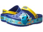 Crocs Kids Crocslights Finding Dory Clog (toddler/little Kid) (cerulean Blue/lemon) Kids Shoes