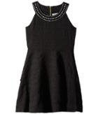 Us Angels Sleeveless Ringer Dress W/ Jewels On Neckline (big Kids) (black) Girl's Dress